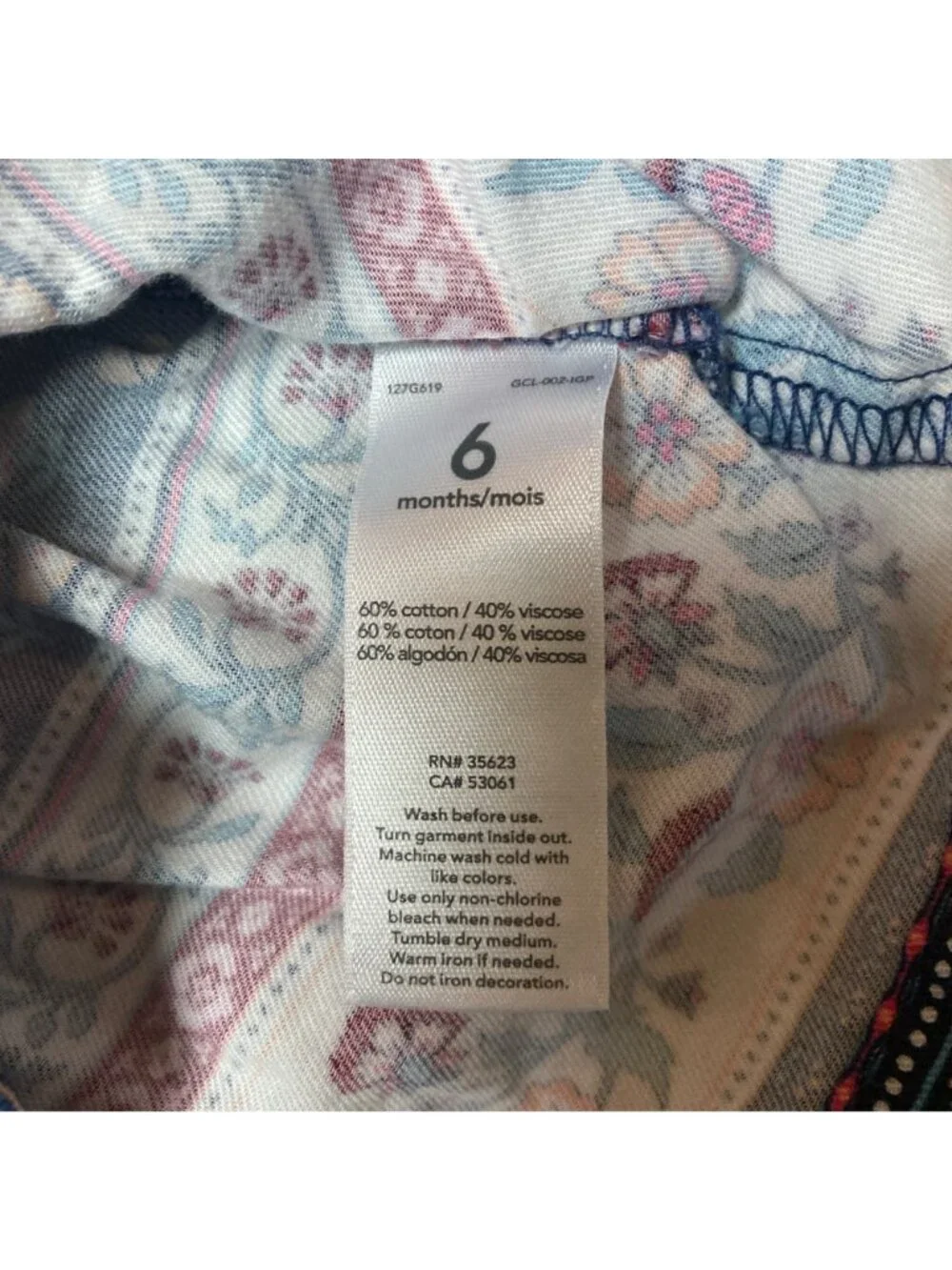 Carter's Infant Girl Blouse 6 Months Boho Blue Floral Top Hippie